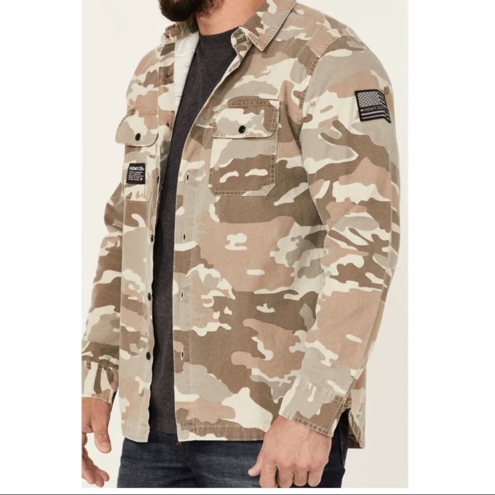 Howitzer Style Men's Button Down Flannel Armory CAMO Print Military Grunt - Picture 4 of 10
